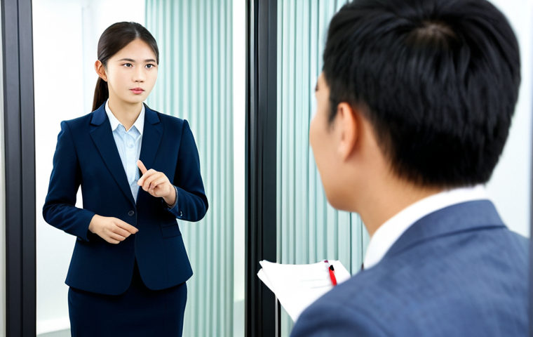 TOPIK 시험 후 취업 준비 체크리스트 - Company Research Focus**

A young man wearing appropriate attire attentively studies a company websi...