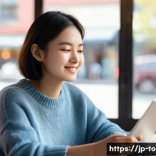 TOPIK 자격증 소지자 인터뷰 - **Prompt:** A young woman in her early twenties, with short, dark, neatly styled hair, is deeply foc...