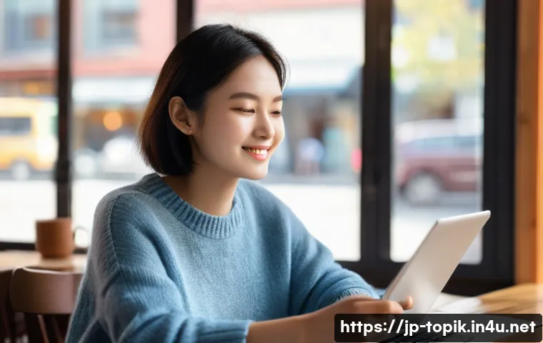 TOPIK 자격증 소지자 인터뷰 - **Prompt:** A young woman in her early twenties, with short, dark, neatly styled hair, is deeply foc...