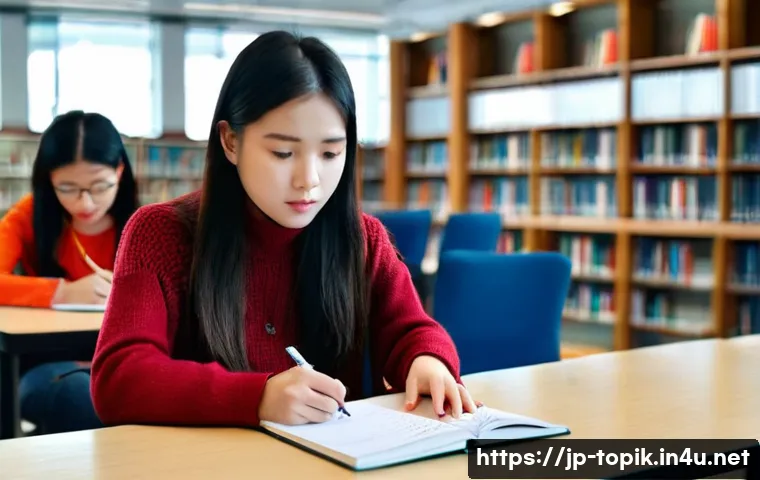 TOPIK 듣기시험 추천 교재 - **Image Prompt 1: Identifying Listening Weaknesses**
    A young female student, appearing to be in ...