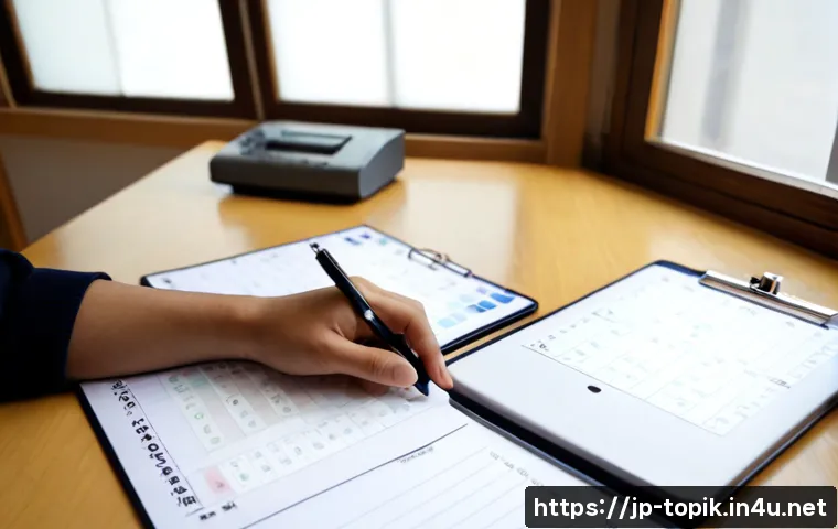 TOPIK 시험 공부 팁 - Photorealistic study scene for Korean language proficiency exam preparation, a focused Japanese adul...